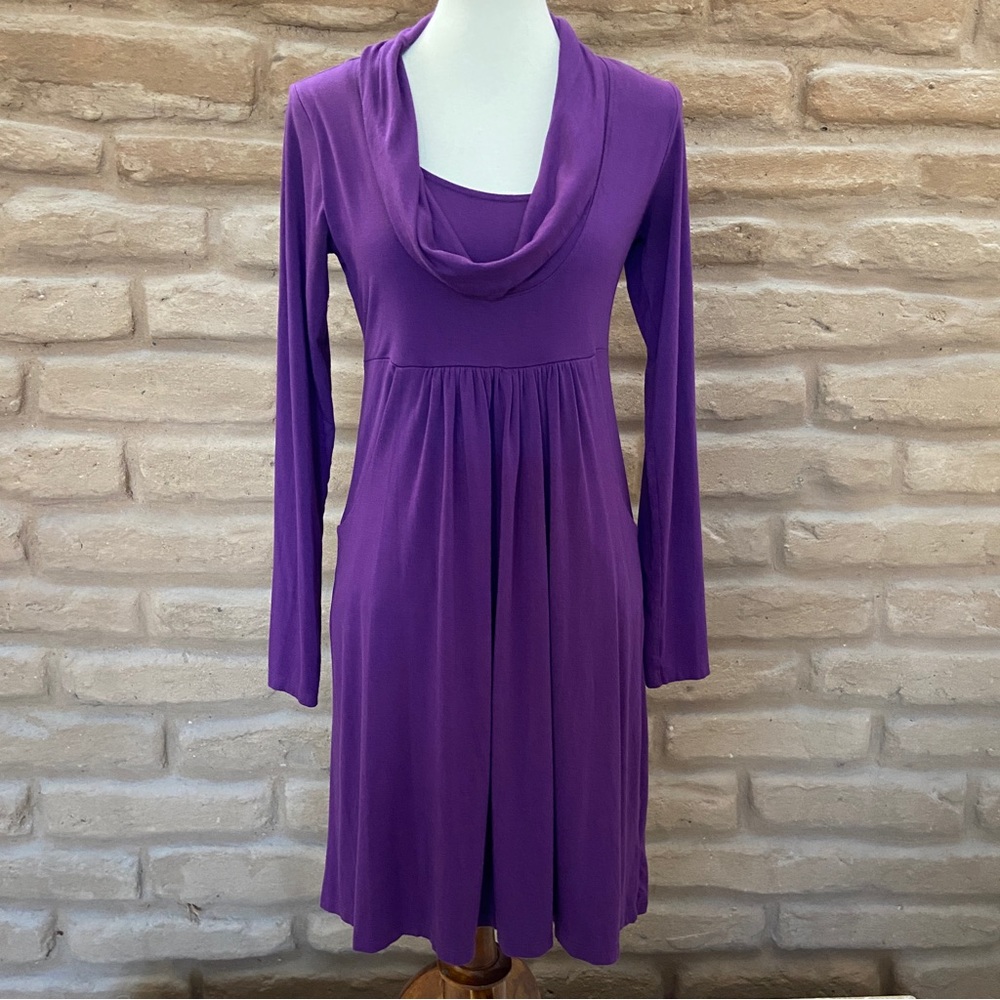 JoJo Maman Bebe Purple Knit Maternity Dress - Size Small
